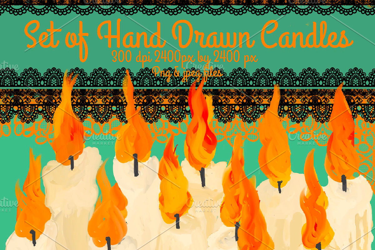 Set of hand drawn candles, an Illustration by Courtney Leigh creates (Photo 1 of 3)