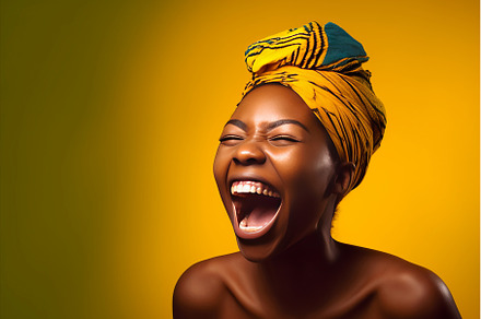 Black female model laughs. Generate, a Person Photo by Ylivdesign