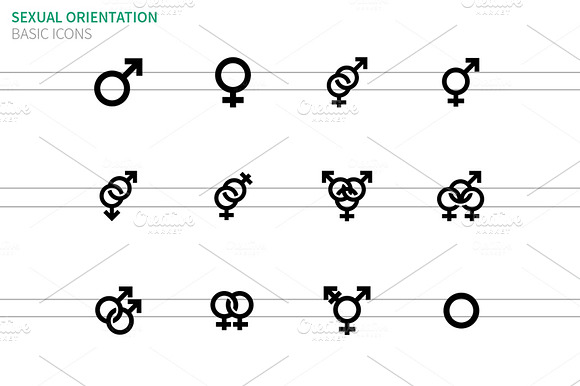 Gender Identities Icons On White