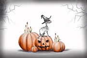 Halloween pumpkins and skeletons, an Illustration by Alena Sid (Thumbnail 2 of 12)