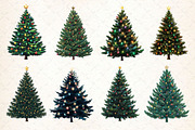 Watercolor Christmas Tree Clipart, a Work Illustration by Dream Creation (Thumbnail 4 of 4)
