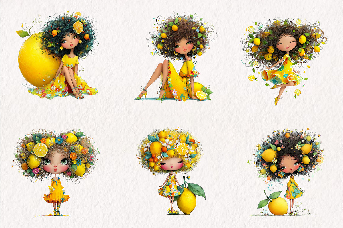 Whimsical lemon Girl Clip Art, an Illustration by CreationArt (Photo 7 of 7)