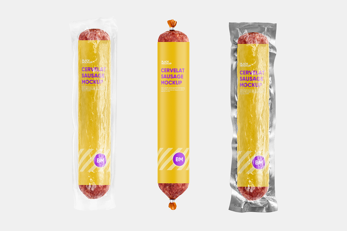 Cervelat Sausage Mockup, a Packaging Mockup by BlackMockup (Photo 8 of 15)