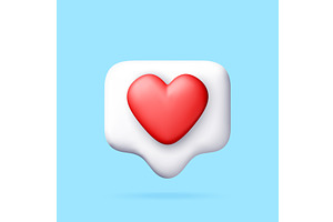 3D Red heart icon on white, an Object Illustration by Abscent