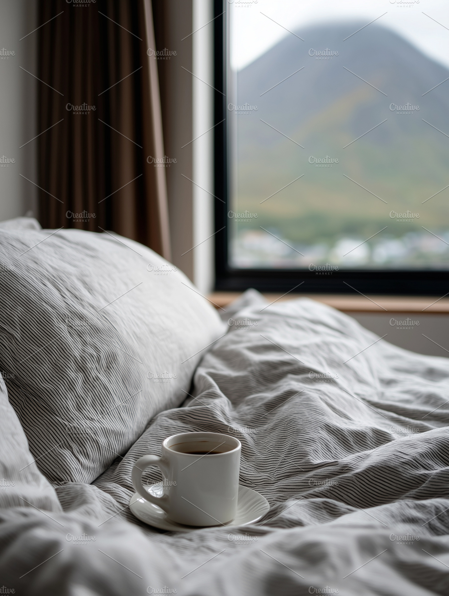 Cozy morning scene with cup of coffe, an Architecture Photo by MistyDay