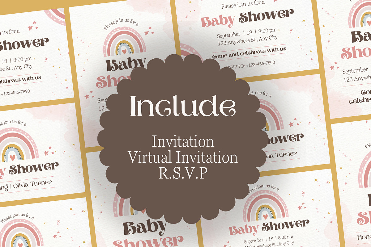 Baby Shower Canva Invitation, a Design Template by TemplateCastleStore (Photo 4 of 6)