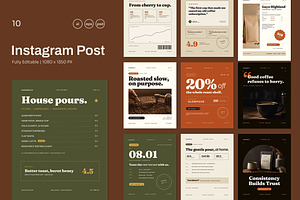 Minimal Coffee Social Media Pack, a Social Media Template by Pitchlook.Studio