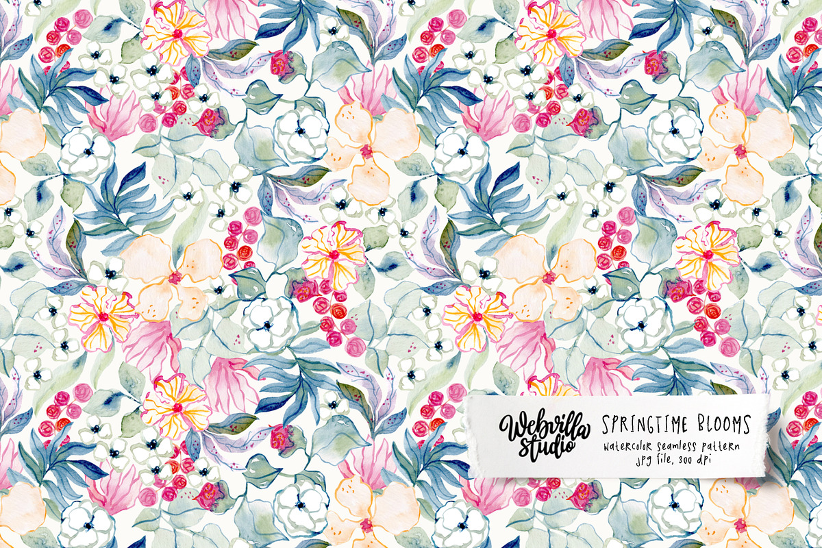 Springtime Blooms Pattern, a Pattern Graphic by Webvilla Studio