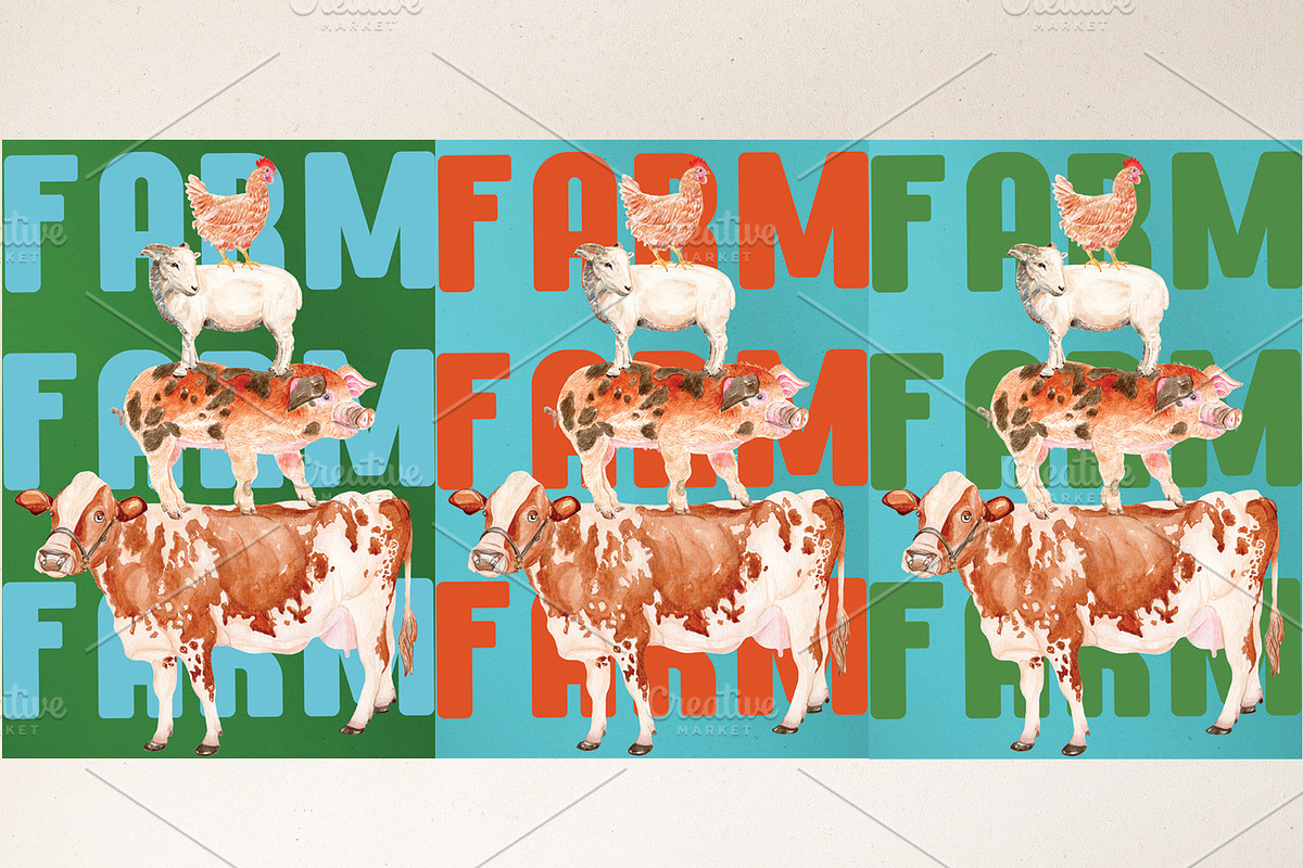 Farm Animals Watercolor Bundle, an Animal Illustration by Olexandra Mur (Photo 4 of 5)
