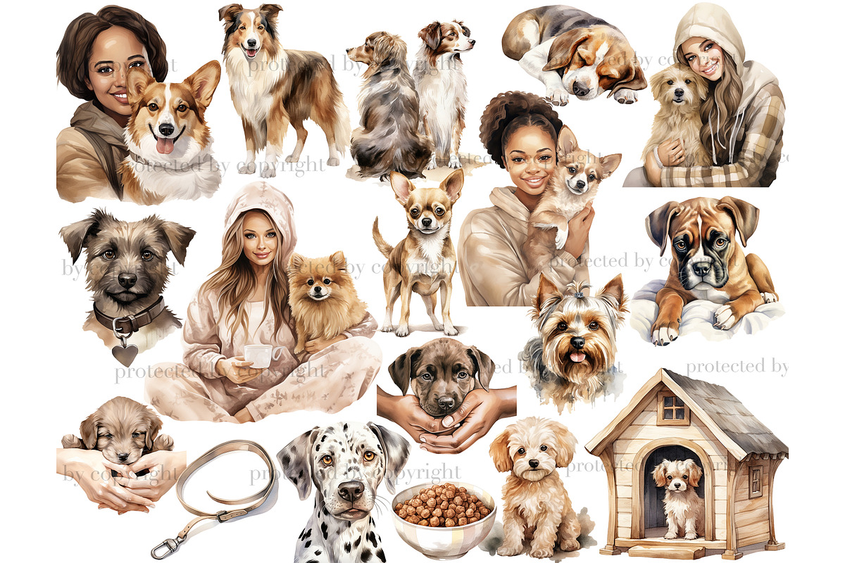 Dog Lover Clipart Pet Images Bundle, an Animal Illustration by GlamArtZhanna (Photo 3 of 6)