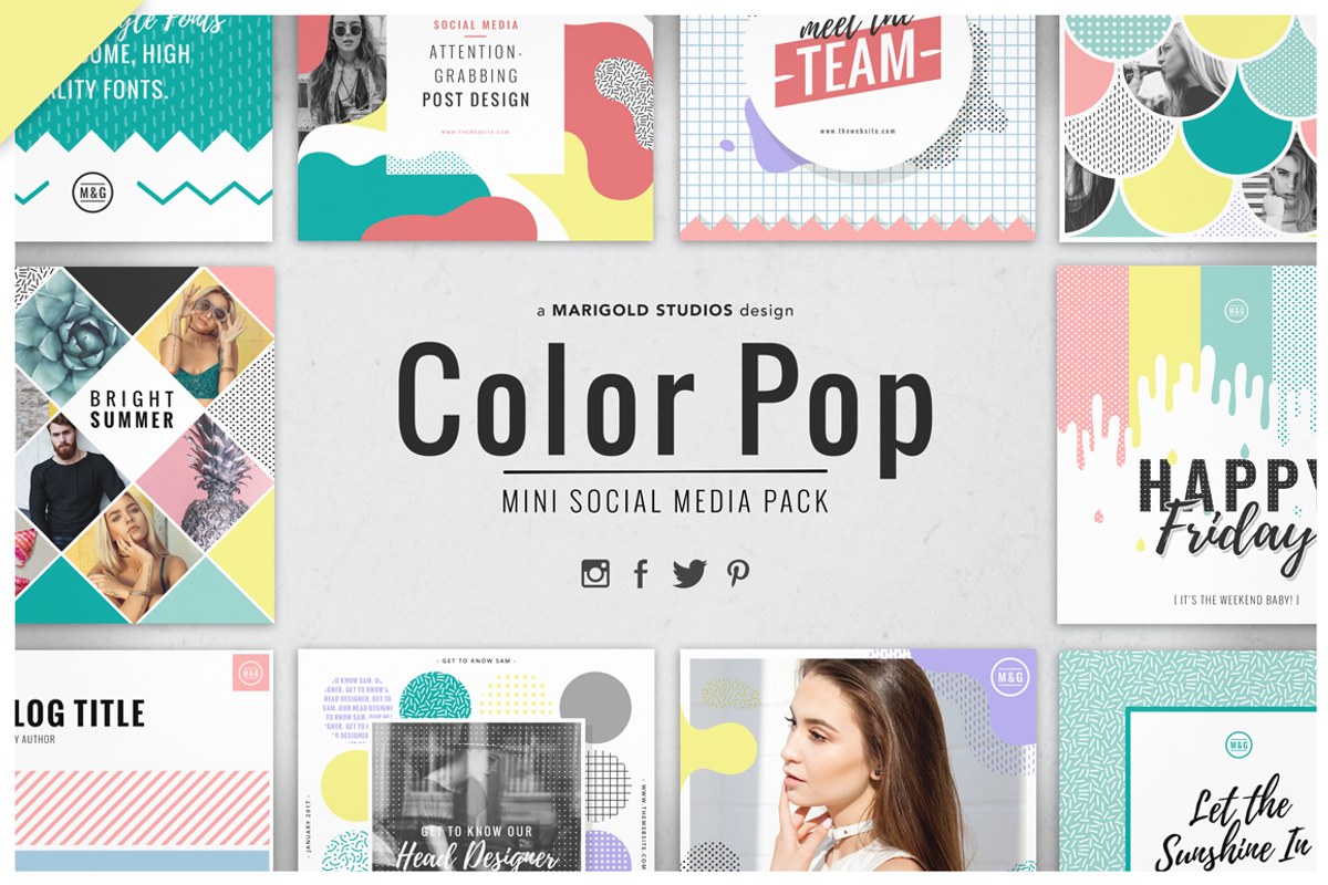Mini Color Pop Social Media Pack, a Social Media Template by Marigold Studios (Photo 1 of 5)