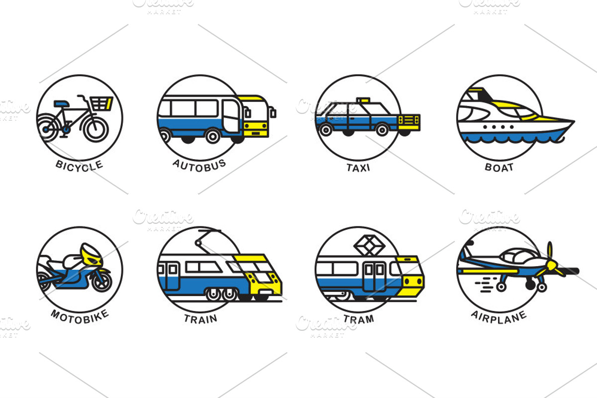 Passenger transport. Icons set, a Transportation Illustration by WINS Doodle shop (Photo 2 of 10)