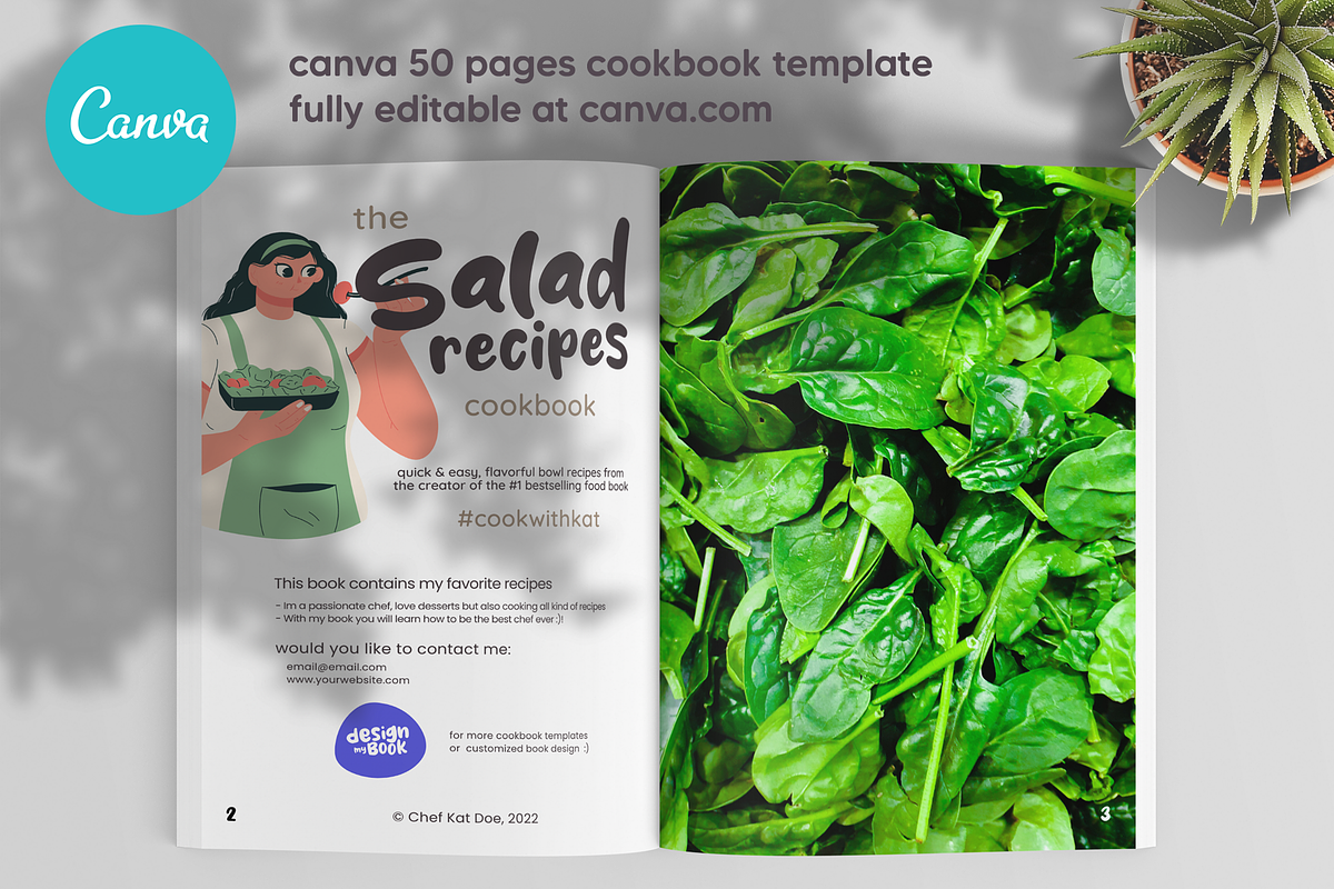 Canva Salad Recipes Cookbook Templat, a Magazine Template by DeLaGranSiete (Photo 2 of 11)