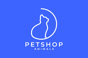 Cat Pets Lines Minimal Modern Logo