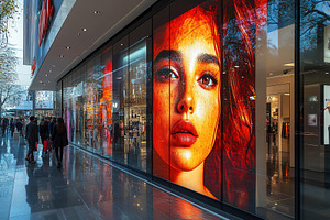 Large storefront display featuring v, a Photo by Tanuart