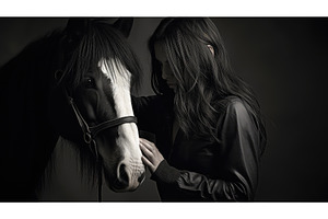caretaker black white horse ai, an Animal Photo by pikepicture