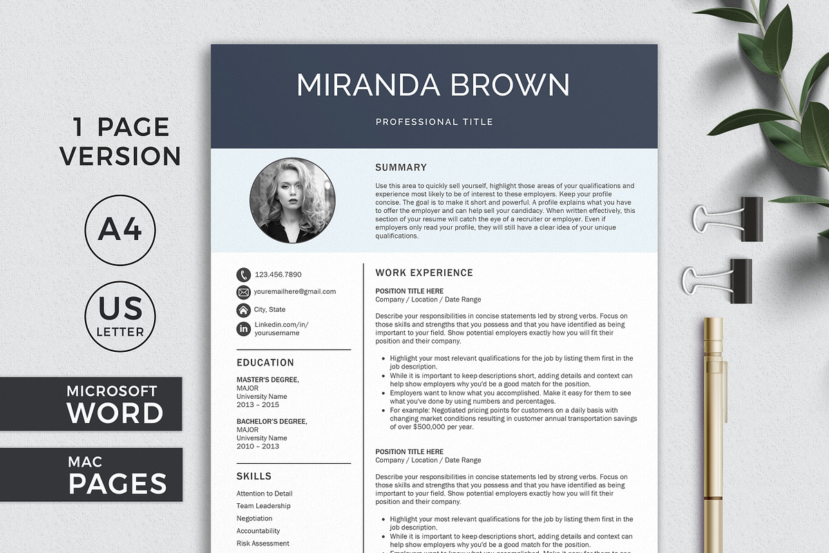 Resume with Photo / CV Template, a Resume Template by Klamp Studio (Photo 2 of 11)