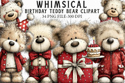 Whimsical Birthday Teddy Bear Clipar, an Illustration by Libby Wishes (Thumbnail 1 of 5)