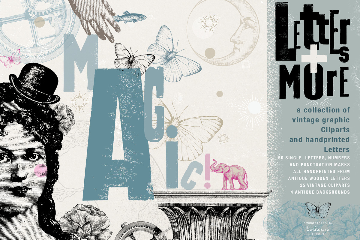 Letters and vintage Graphic Elements, an Illustration by beehouse studio (Photo 1 of 10)