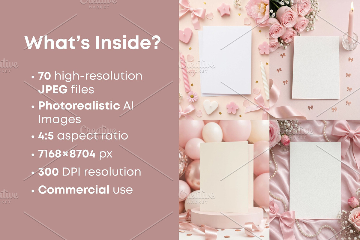 Girl Birthday Card Mockup, a Background Photo by Selenique Studio (Photo 2 of 9)