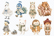 Cozy Winter Animals Clipart - 50 PNG, an Animal Illustration by Whimsy Brush Studio (Thumbnail 5 of 10)