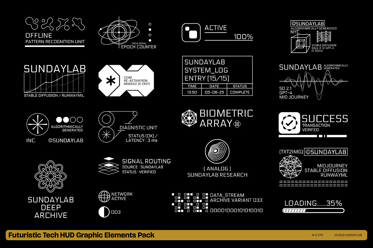 Futuristic Tech HUD Graphic Elements, an Object Graphic by Sundaylab (Photo 1 of 3)