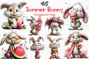 Whimsical Summer Bunny Clipart, an Illustration by Craft Nest (Thumbnail 1 of 12)
