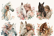Watercolor Floral Horse & Girl Clip, a Person Illustration by Design Scotch (Thumbnail 3 of 8)