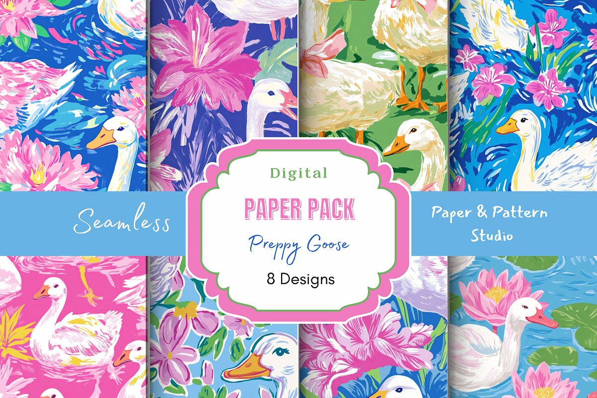 Preppy Goose Seamless Pattern, a Pattern Graphic by Paper & Pattern Studio (Photo 1 of 9)