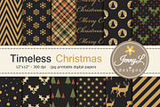 Gold Christmas Digital Papers, a Pattern Graphic by JennyL Designs (Thumbnail 1 of 3)