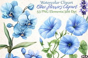 Blue Flowers Clipart, an Illustration by DreamCafeArt (Thumbnail 1 of 7)