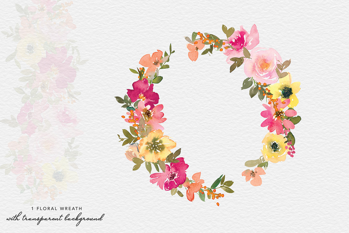 Watercolor Bright Flower Clipart Set, an Illustration by Patishop Art (Photo 5 of 8)
