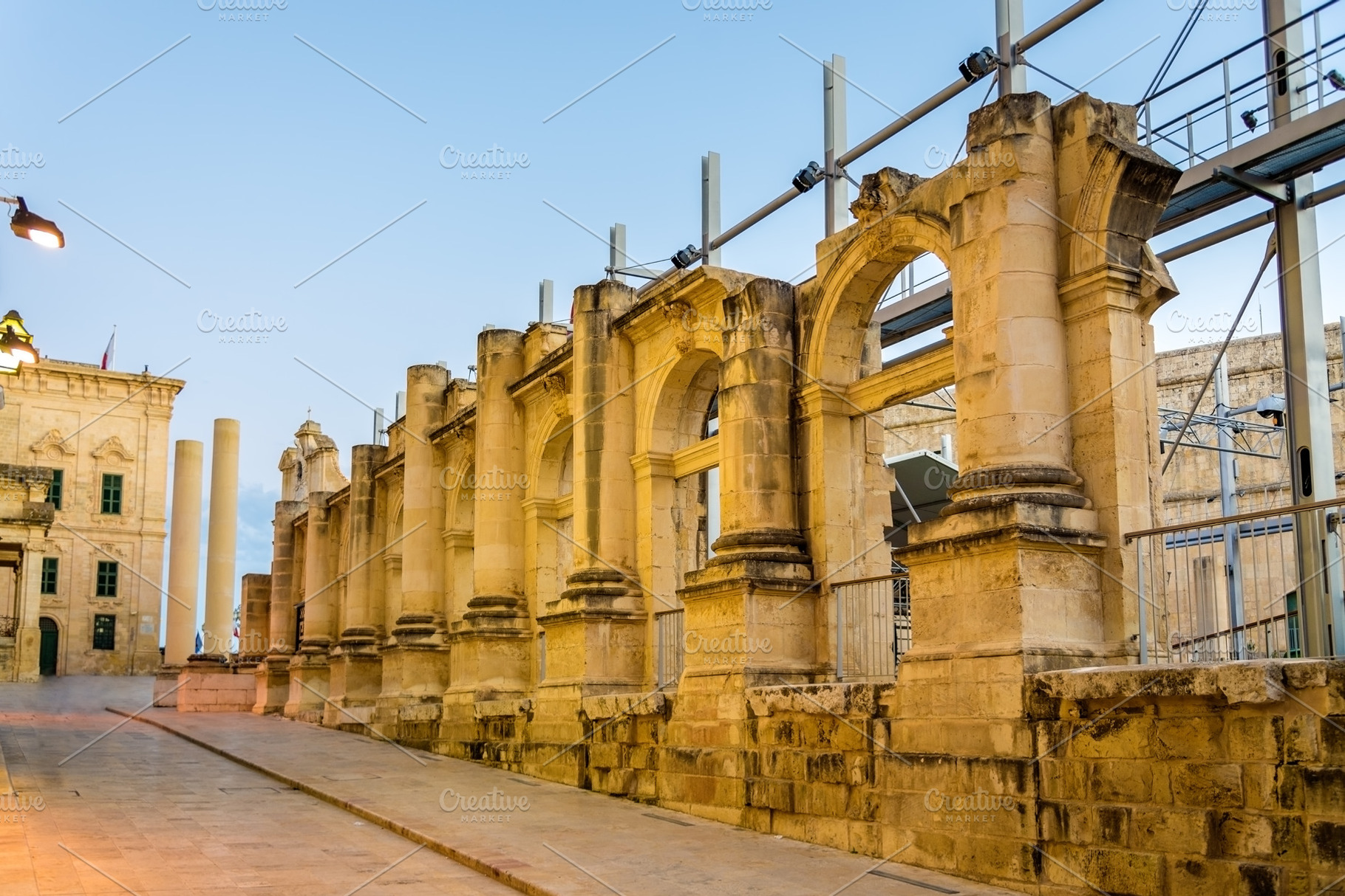 Ruins of the royal opera house in va stock photo containing valletta and house, an Architecture Photo by Leonid Andronov