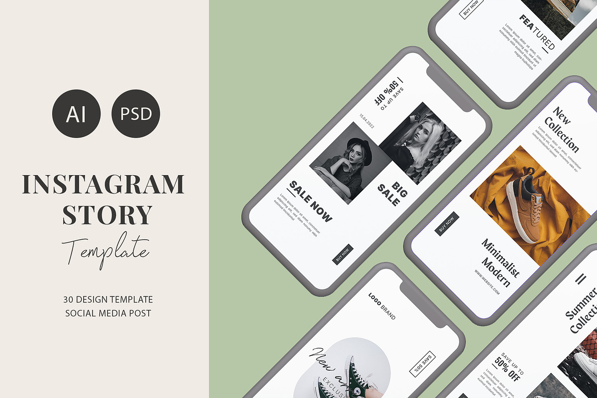 Instagram stories social media pack, a Social Media Template by Syaeful Anas (Photo 1 of 9)