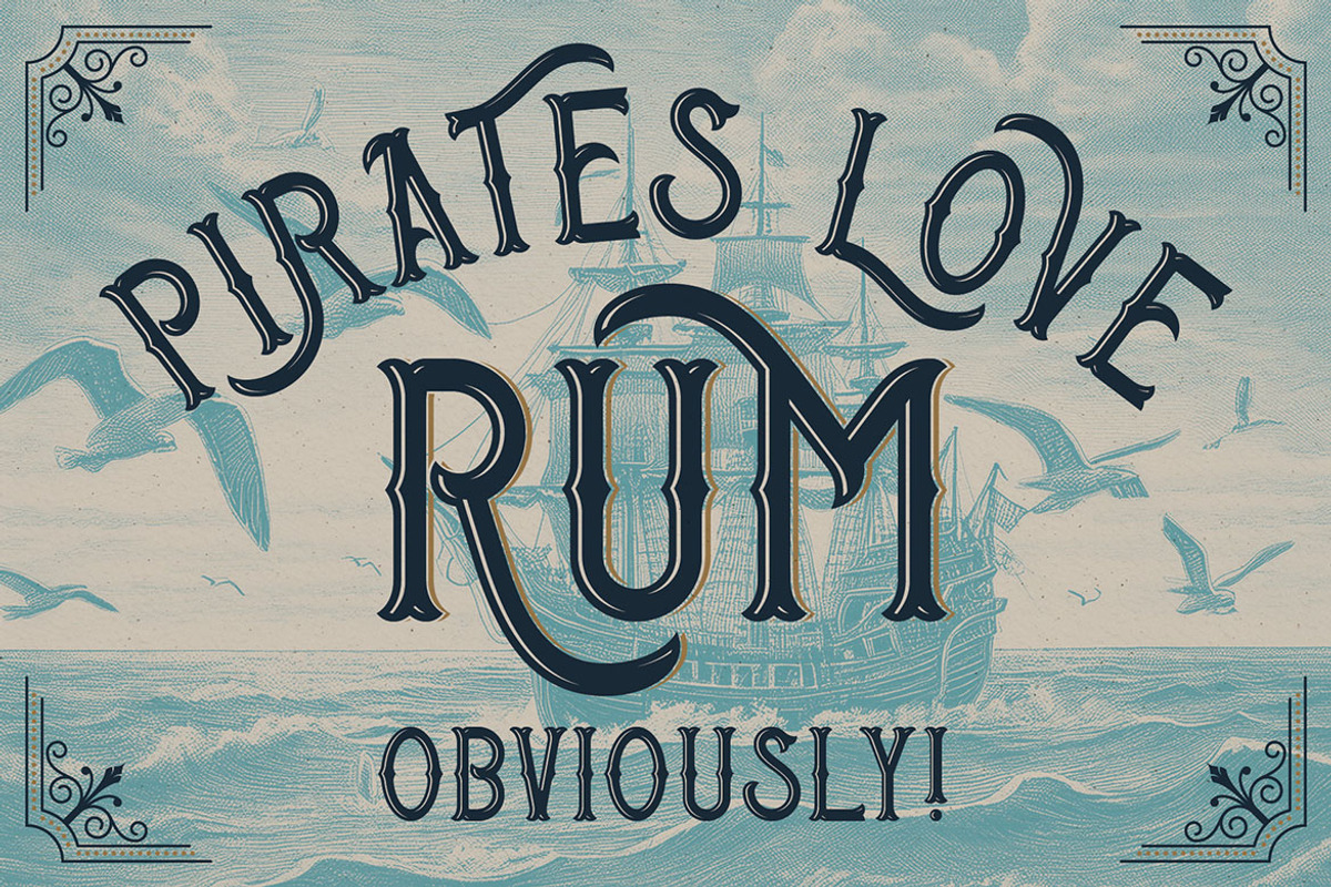 Pirate Rum Vintage Label Font, a Serif Font by JumboDesign (Photo 2 of 6)