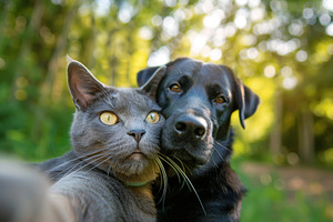 Cute cat and dog making selfie photo, an Animal Photo by AlyaAnd
