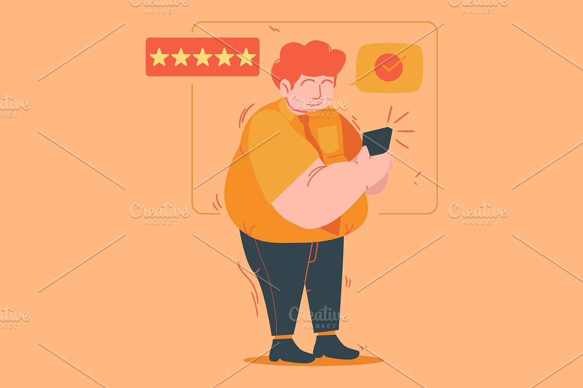 Businessman Reviewing on the Phone, a Person Illustration by Ahmad_Studio