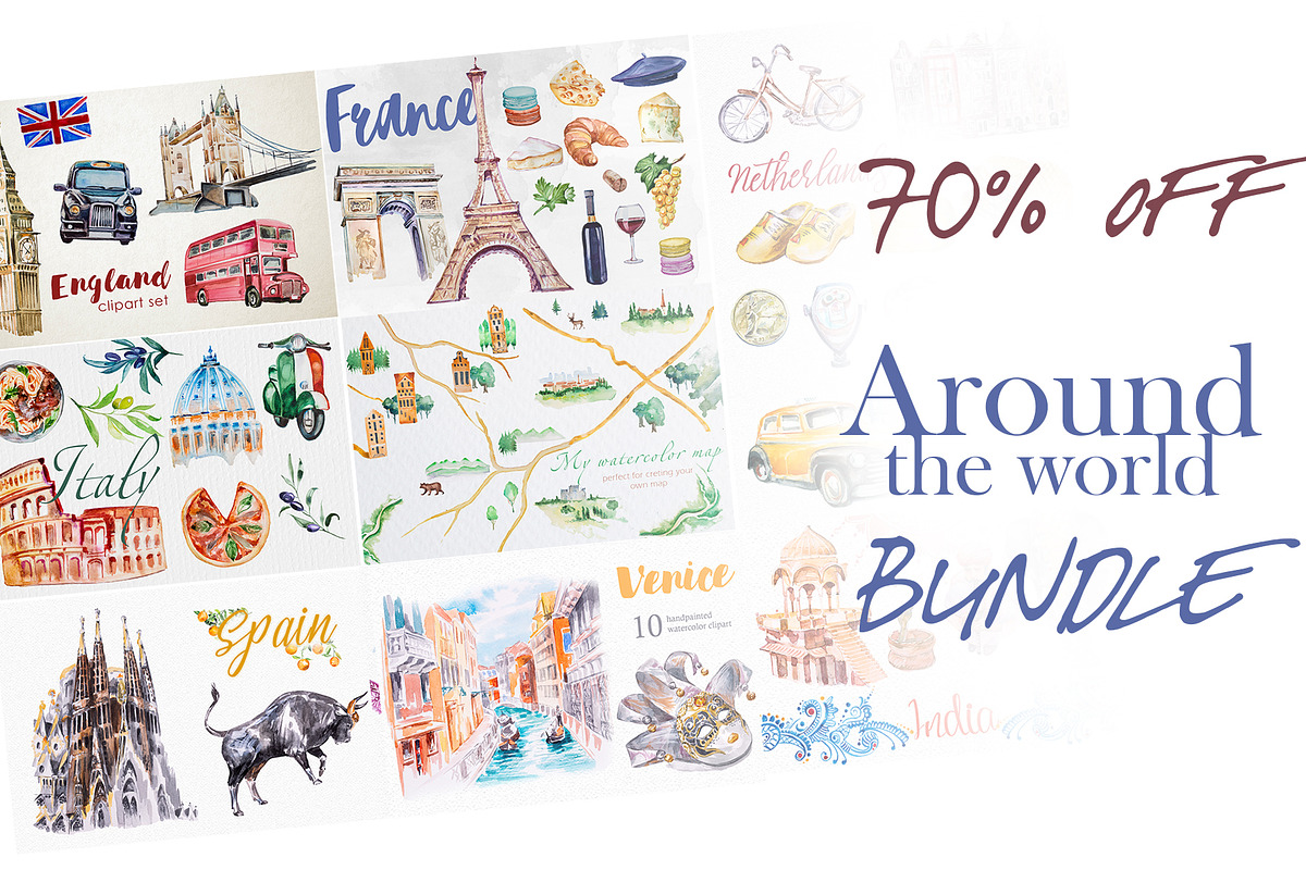 70% OFF Around the World Bundle, a Transportation Illustration by ArtCreationsDesign (Photo 1 of 20)