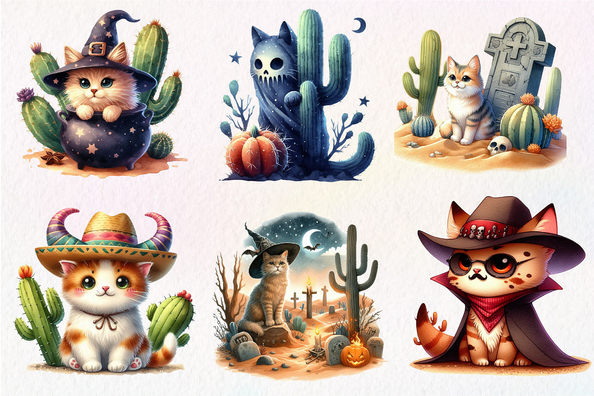 Halloween Desert Cat Clipart, an Illustration by Dream Creation (Photo 6 of 7)