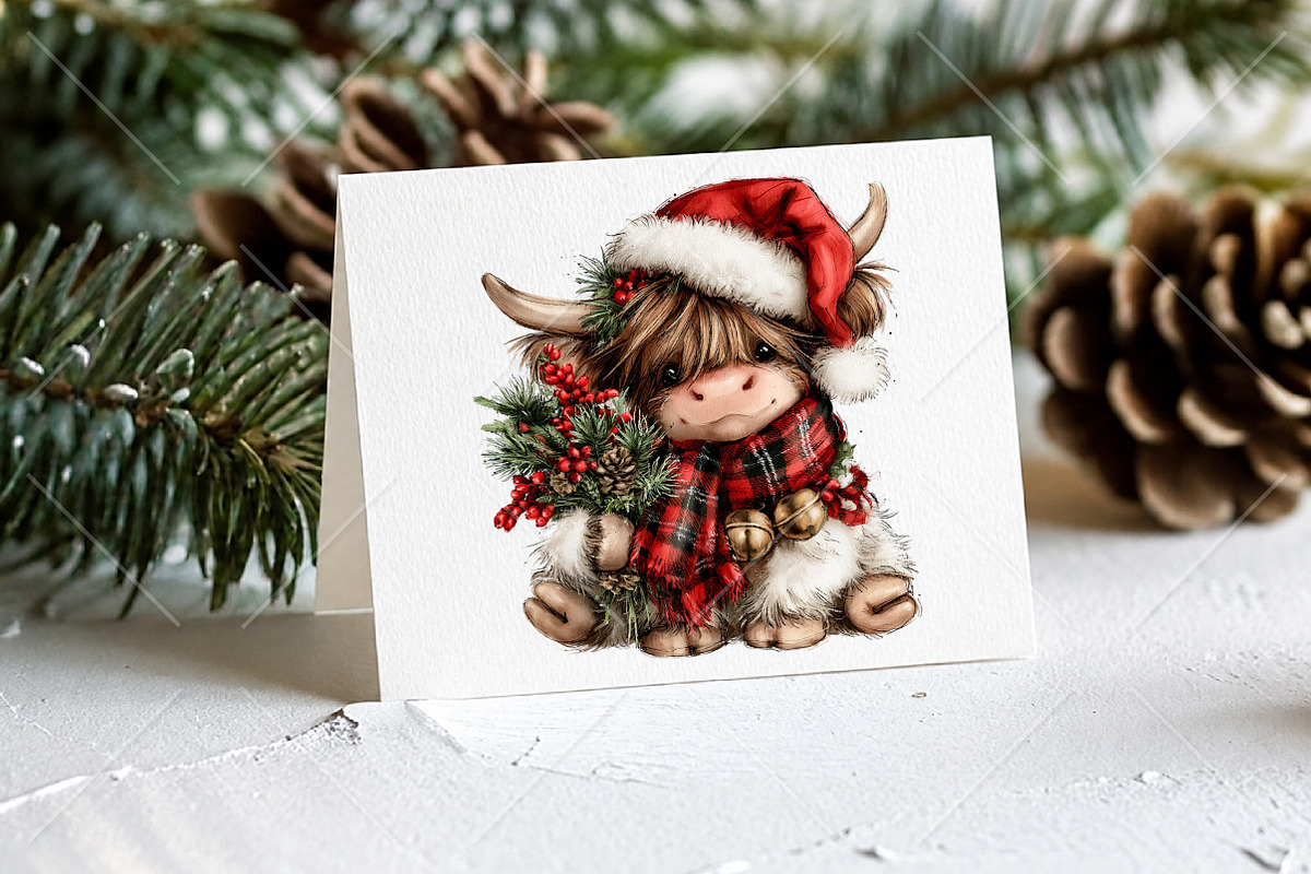 Plaid Christmas Cow PNG Clipart, a Seasonal Illustration by Canvas Craft (Photo 7 of 10)