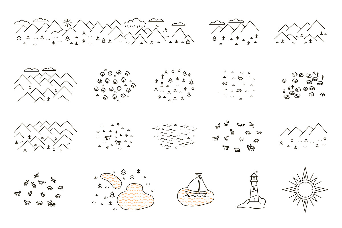 Mountain Map Vector Set, a Transportation Illustration by Ilia Design (Photo 3 of 7)