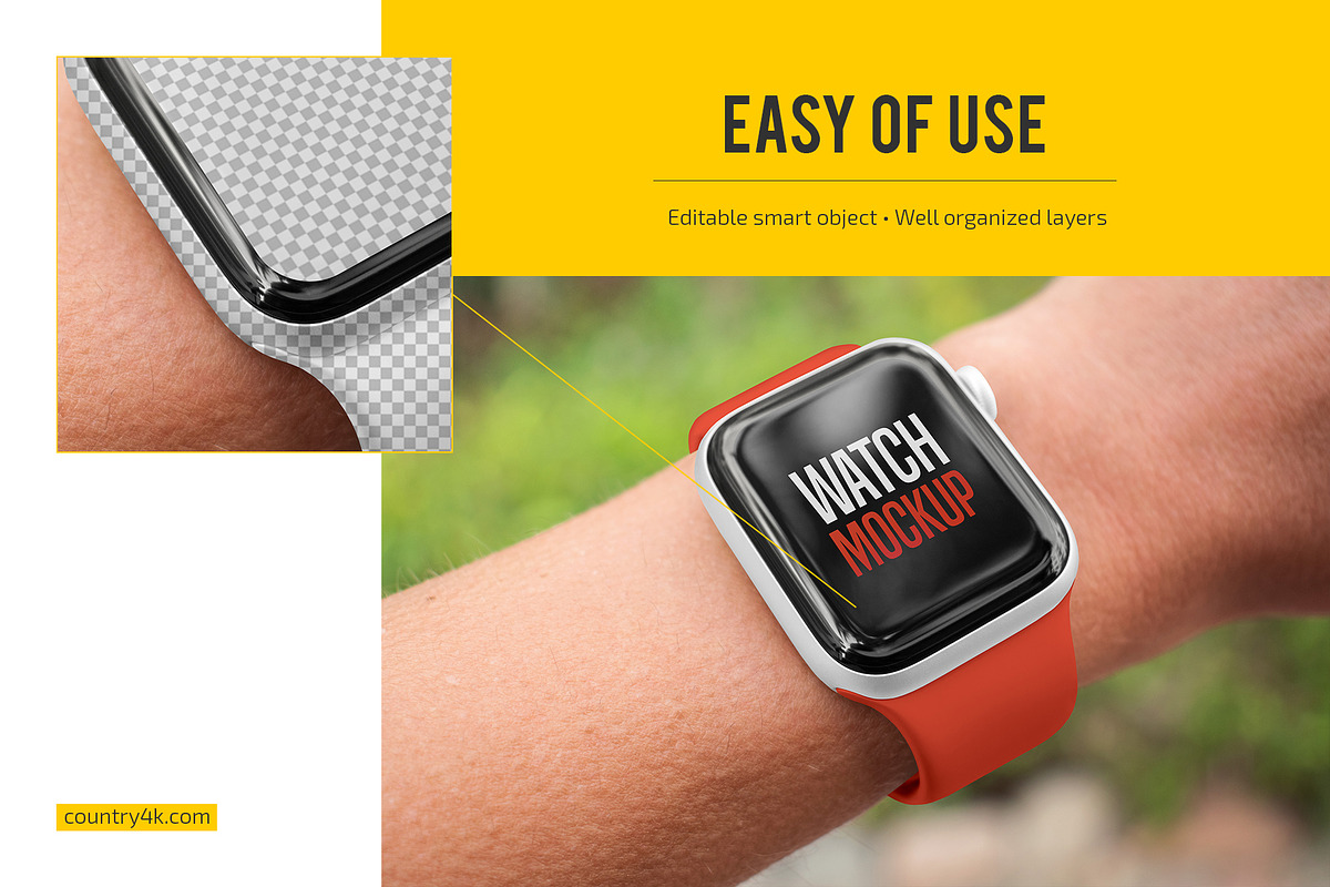 Smart Watch Mockup Set, a Wearable Device Mockup by Country4k (Photo 3 of 4)