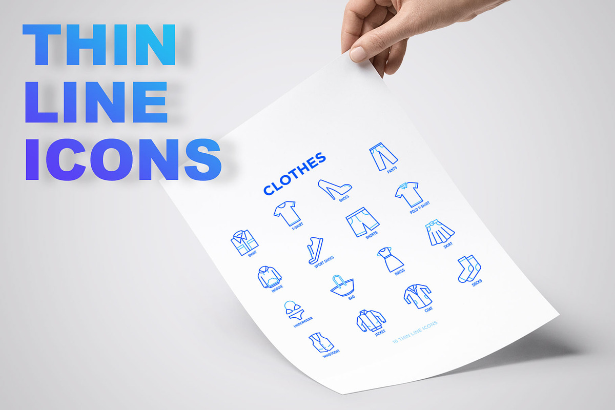 Clothes | 16 Thin Line Icons Set, an Outline Icon by Alex Blogoodf (Photo 3 of 7)