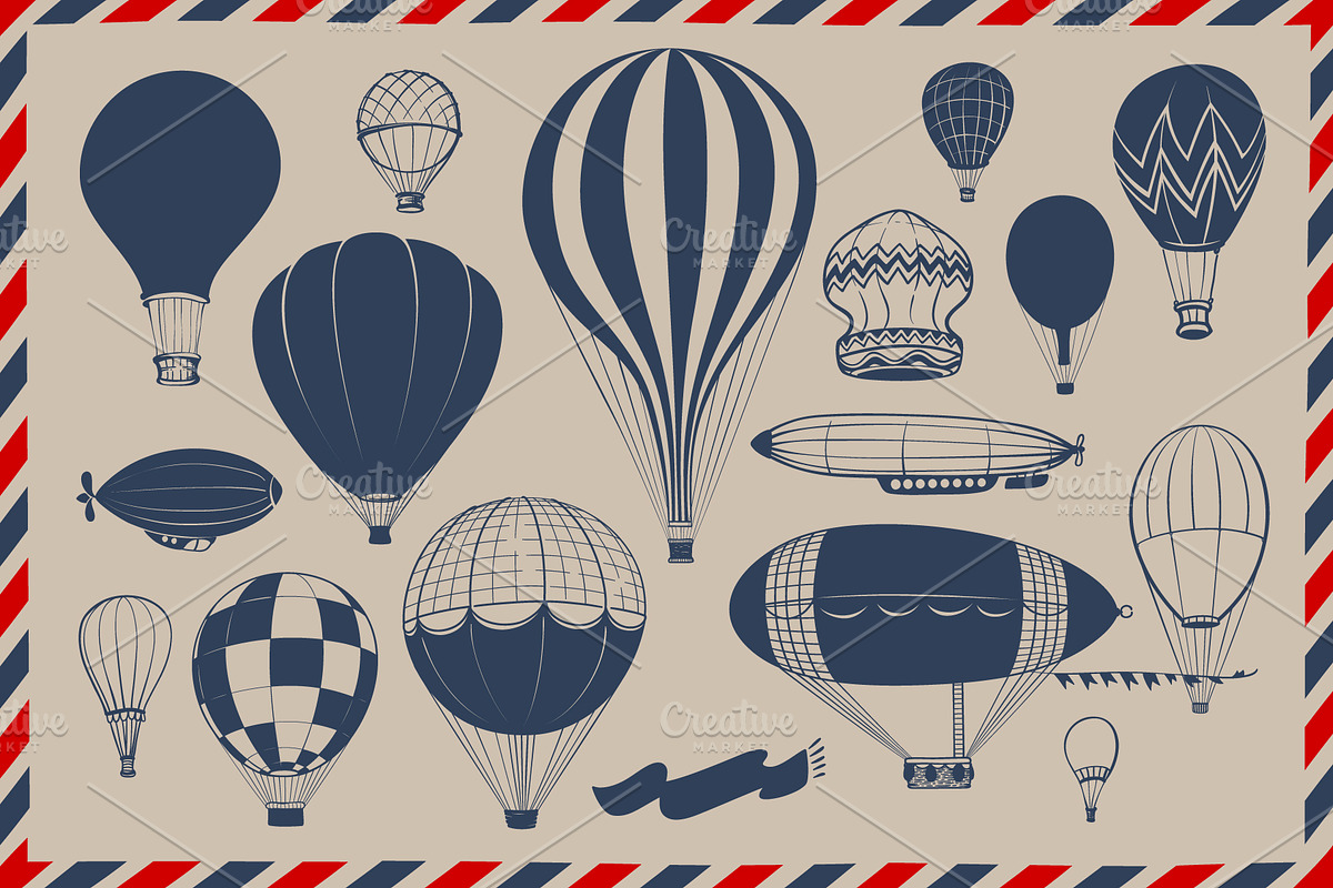 Retro Aircraft Vector Contour Set, an Illustration by Adiemus (Photo 2 of 4)