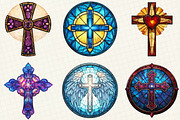 Christian Cross Stained Glass Clipar, an Illustration by OK Design (Thumbnail 4 of 5)