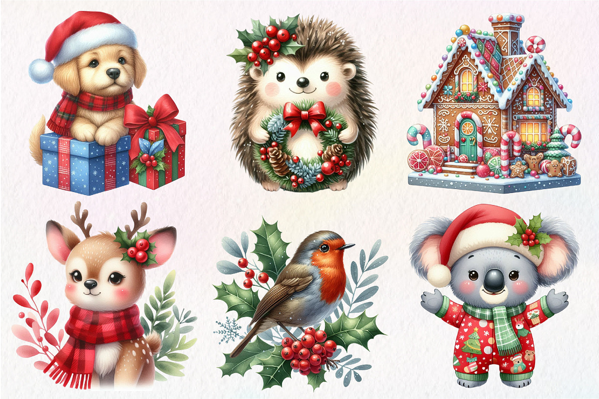 Cute Christmas Animals PNG, an Illustration by Dream Creation (Photo 5 of 6)