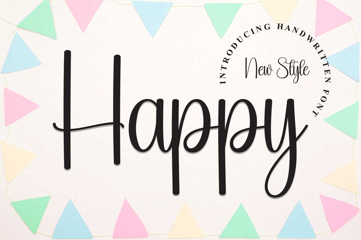 Happy | Script Font, a Handwritten Font by Scratchones (Photo 1 of 7)