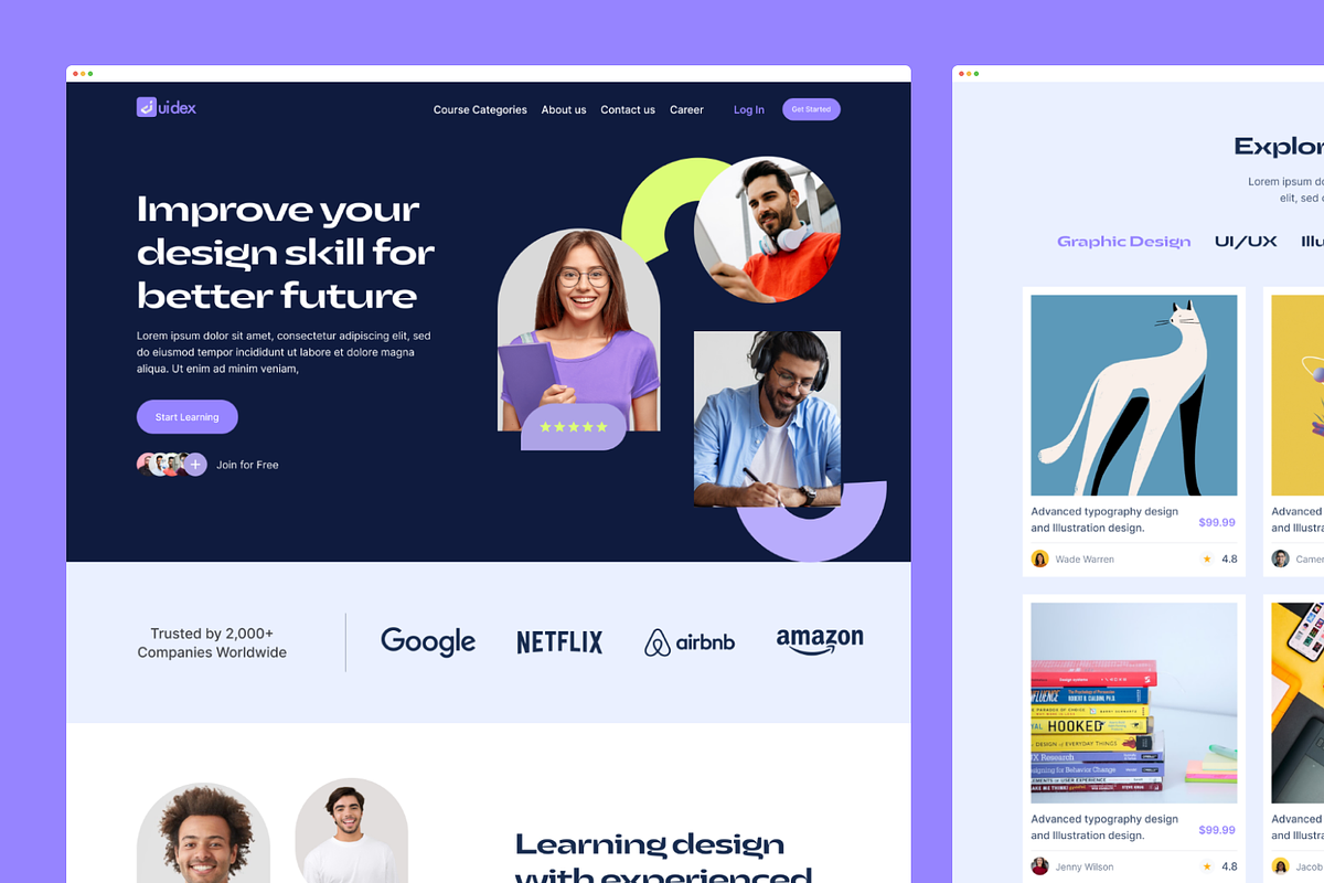 E-Learning Landing page Design, a Landing Page Template by UiDex (Photo 3 of 4)