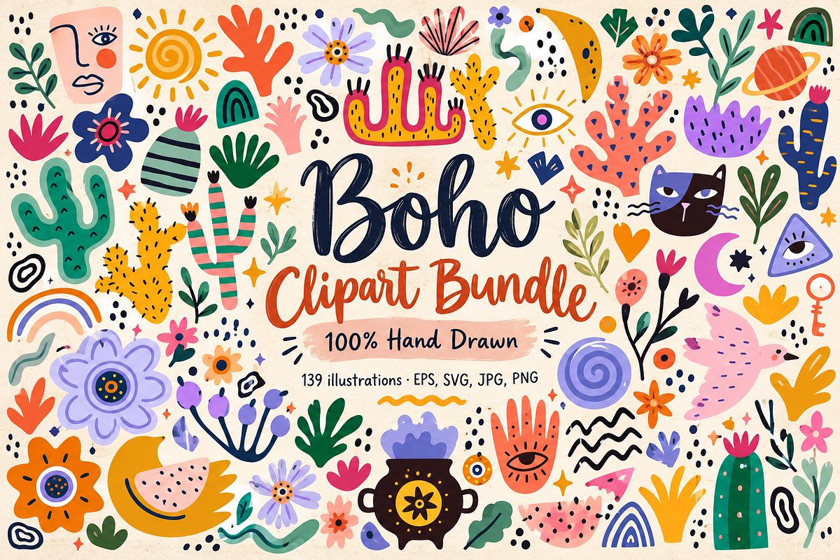 Boho Hand Drawn Clipart Bundle, a Decorative Illustration by Anna Studio (Photo 1 of 12)