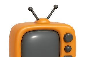Retro orange television with antenna, an Illustration by Dvoevnore photos